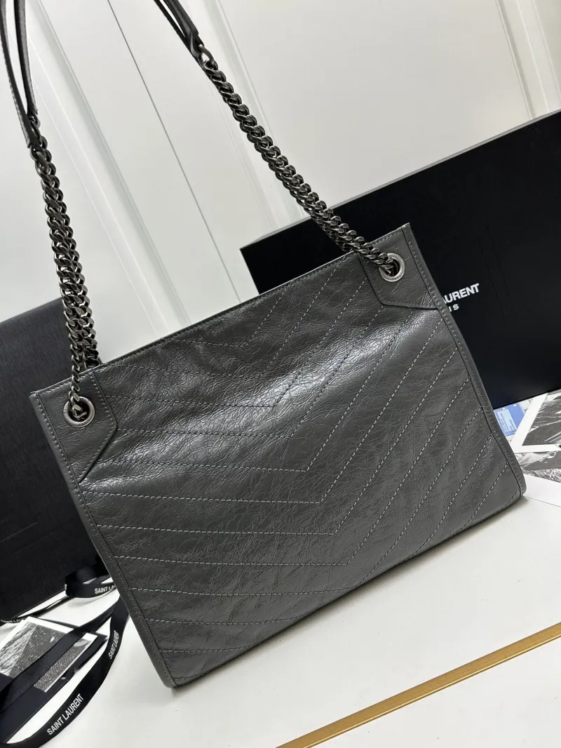 Saint Laurent Gray Leather Tote Bag 577999 - Image 4