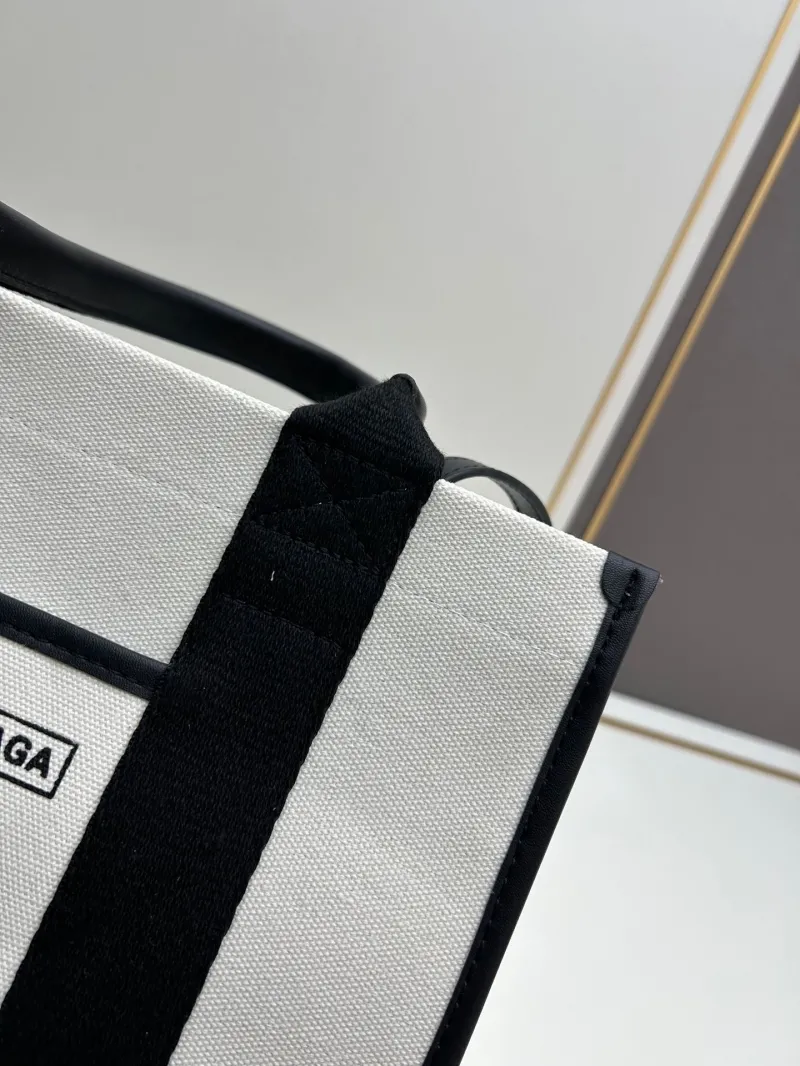 Balenciaga White Black Canvas Tote Bag 6039 - Image 6