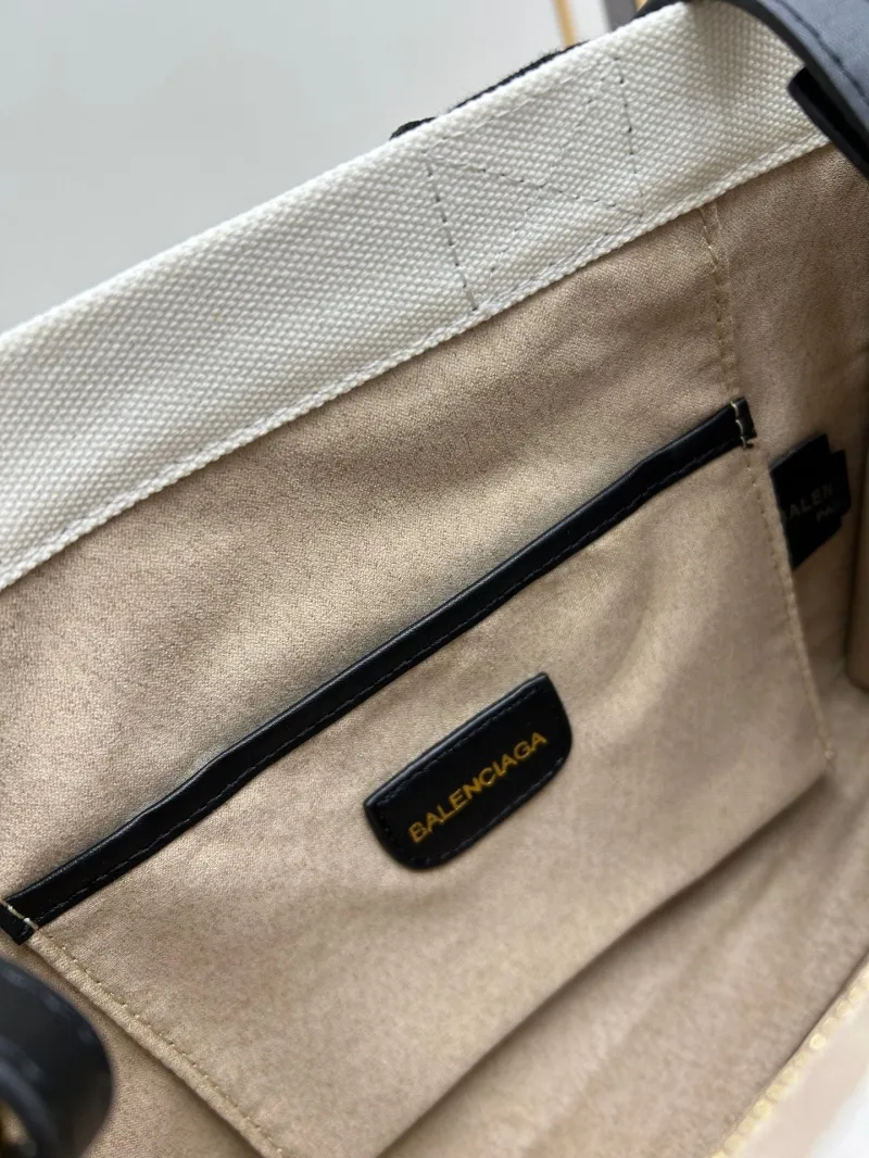 Balenciaga White Black Canvas Tote Bag 6039 - Image 8