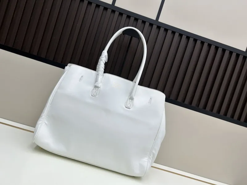 Balenciaga White Leather Tote Bag 8050 - Image 3