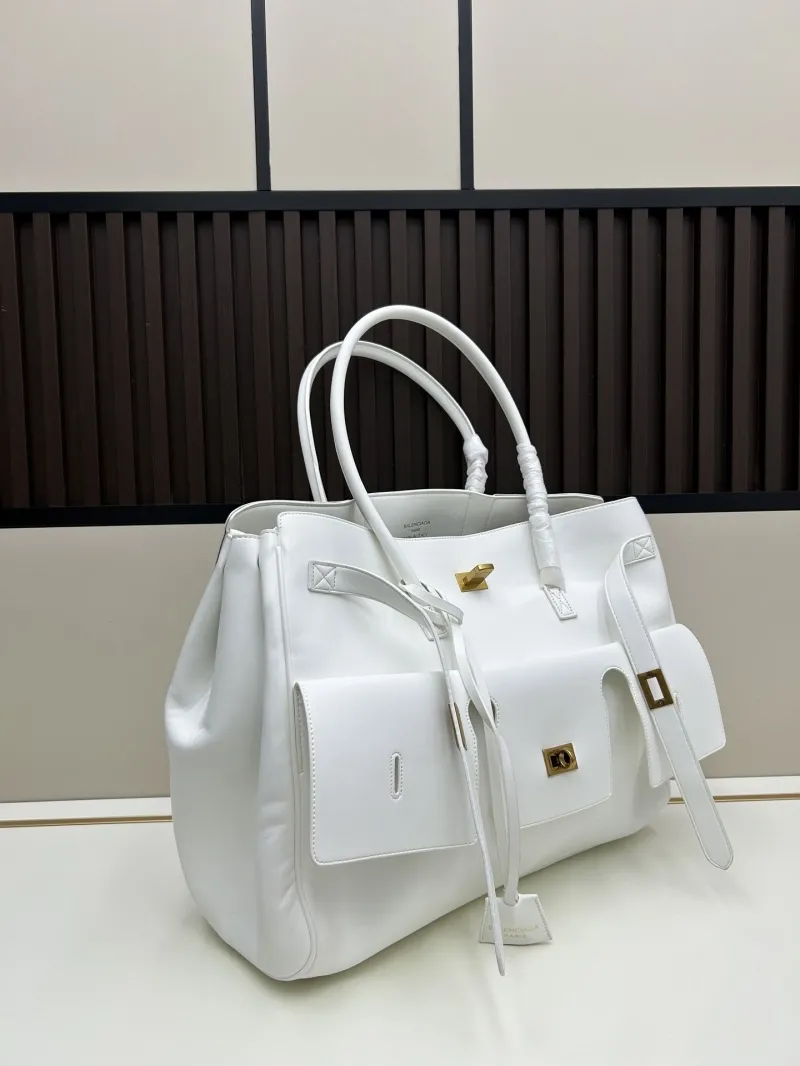 Balenciaga White Leather Tote Bag 8050 - Image 4