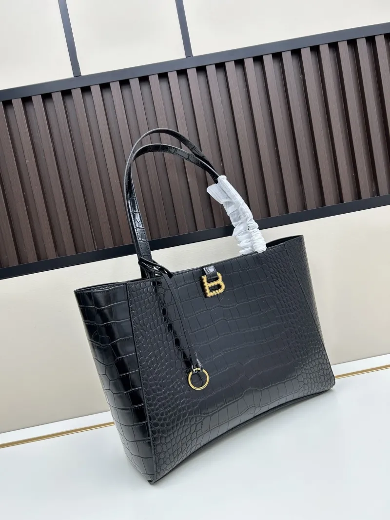 Alternative view of Balenciaga Black Croc Embossed Tote Bag 6002