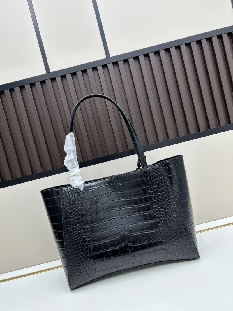 Balenciaga Black Croc Embossed Tote Bag 6002 - Image 3
