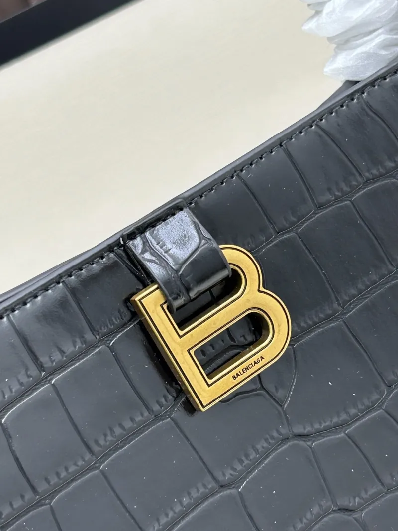 Balenciaga Black Croc Embossed Tote Bag 6002 - Image 4