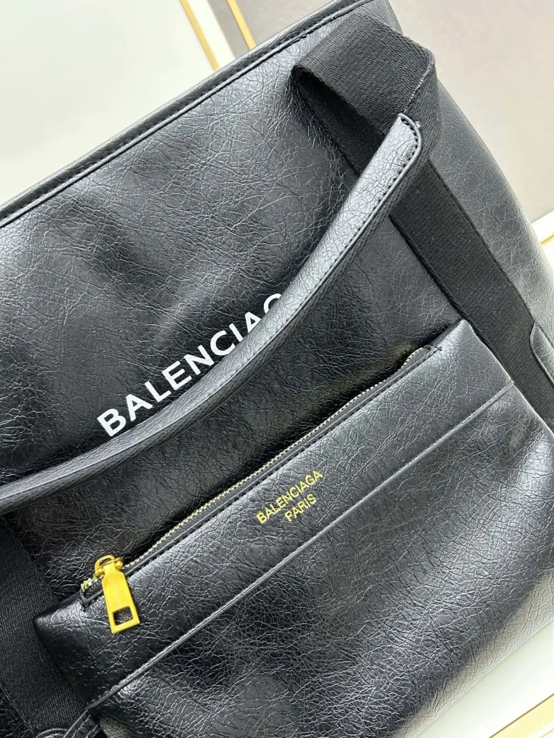 Balenciaga Black Leather Tote Bag 6034 with Pouch - Image 6