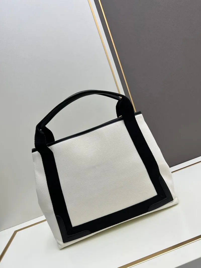 Balenciaga White Black Canvas Tote Bag Set 6034 - Image 3