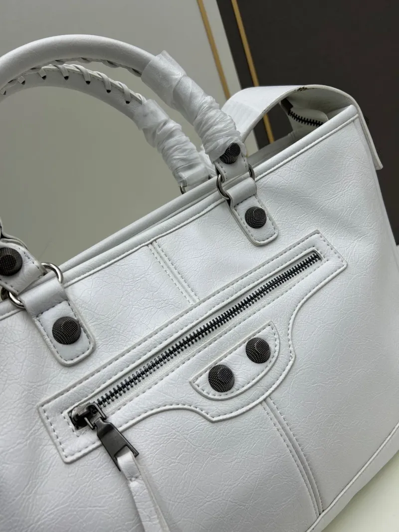 Balenciaga White Leather Tote Bag 6861 - Image 5