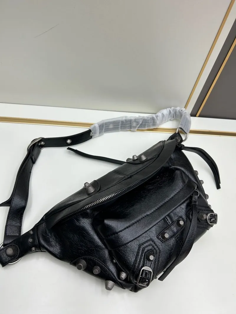 Balenciaga 6836 Black Waist Chest Bag - Image 3