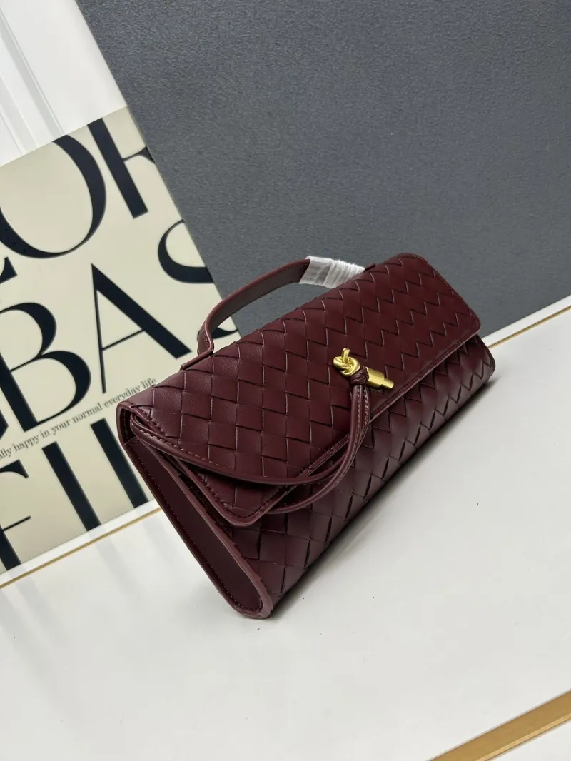 BV Burgundy Long Woven Clutch Handbag S06335-1 - Image 3