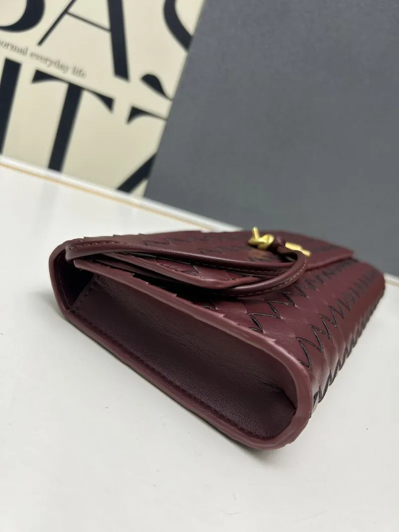 BV Burgundy Long Woven Clutch Handbag S06335-1 - Image 7