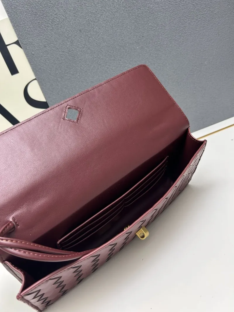 BV Burgundy Long Woven Clutch Handbag S06335-1 - Image 8