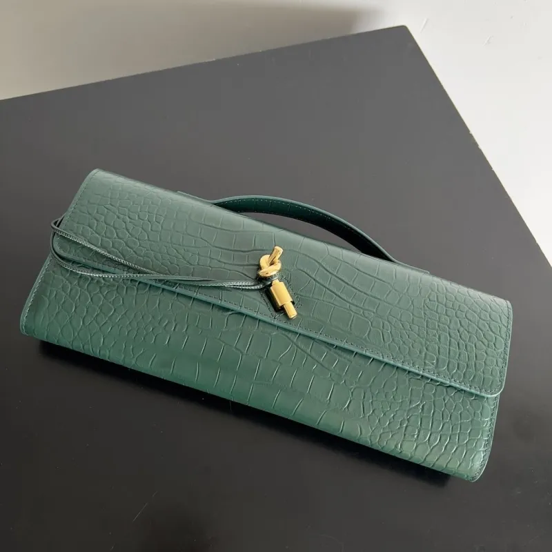 Bottega Veneta Green Croc Embossed Clutch Bag BV Clutch-3 - Image 6