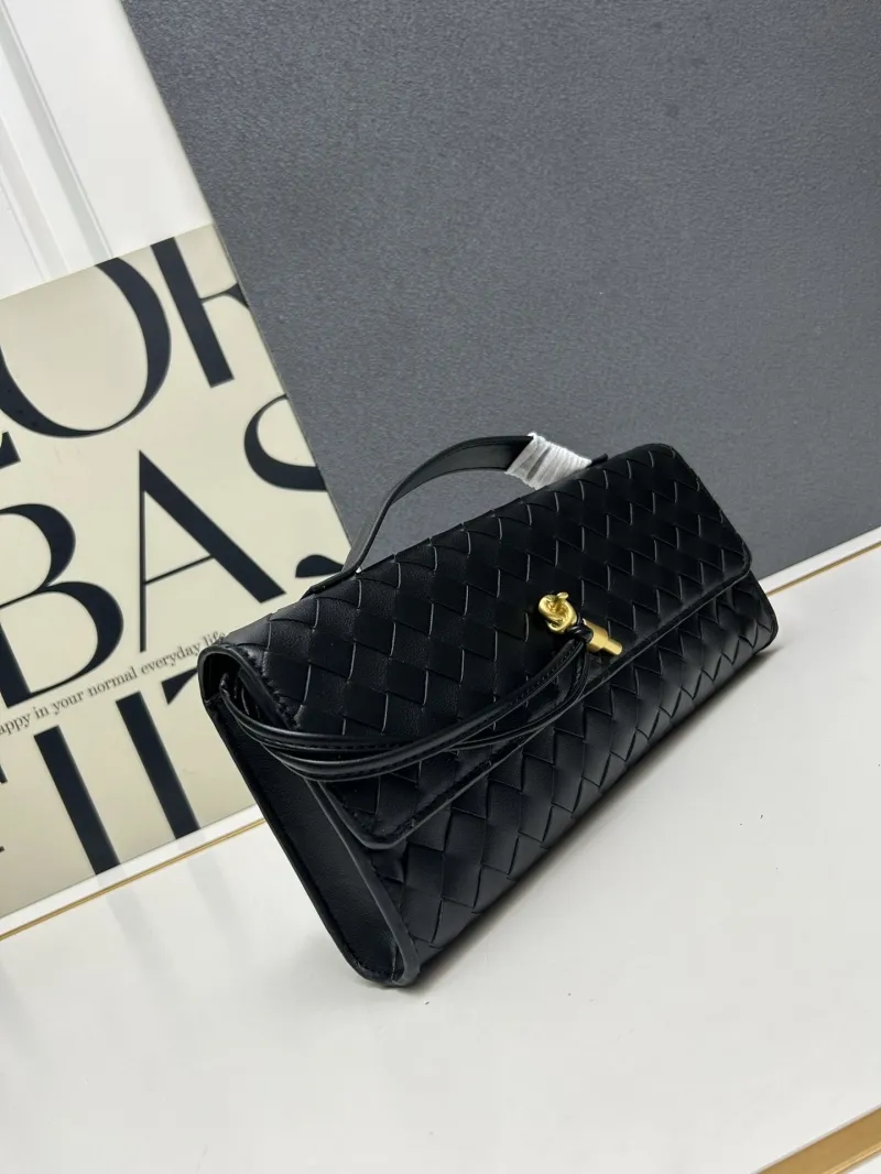BV Black Woven Long Clutch Bag S06335-1 - Image 3