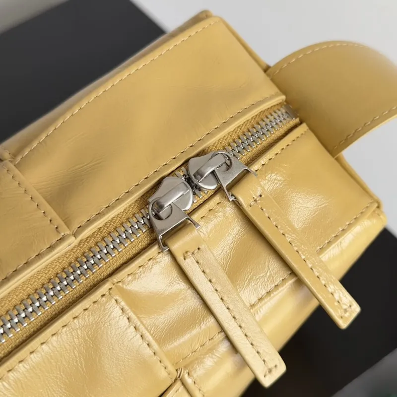 Bottega Veneta Yellow Leather Satchel Crossbody Bag - Image 4