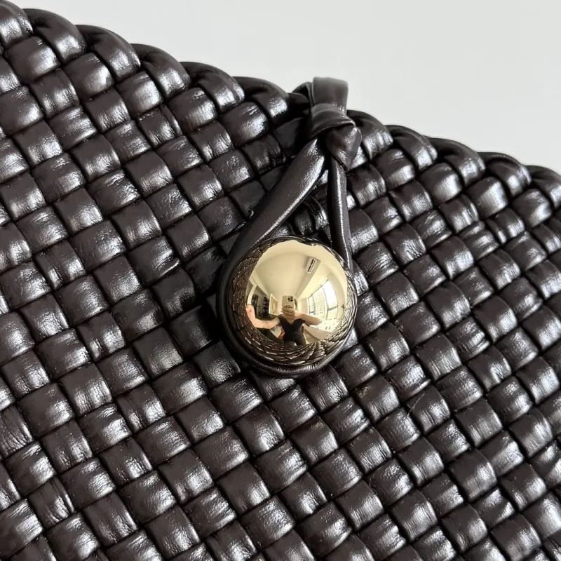 Bottega Veneta Dark Brown Woven Crossbody Satchel Bag - Image 4