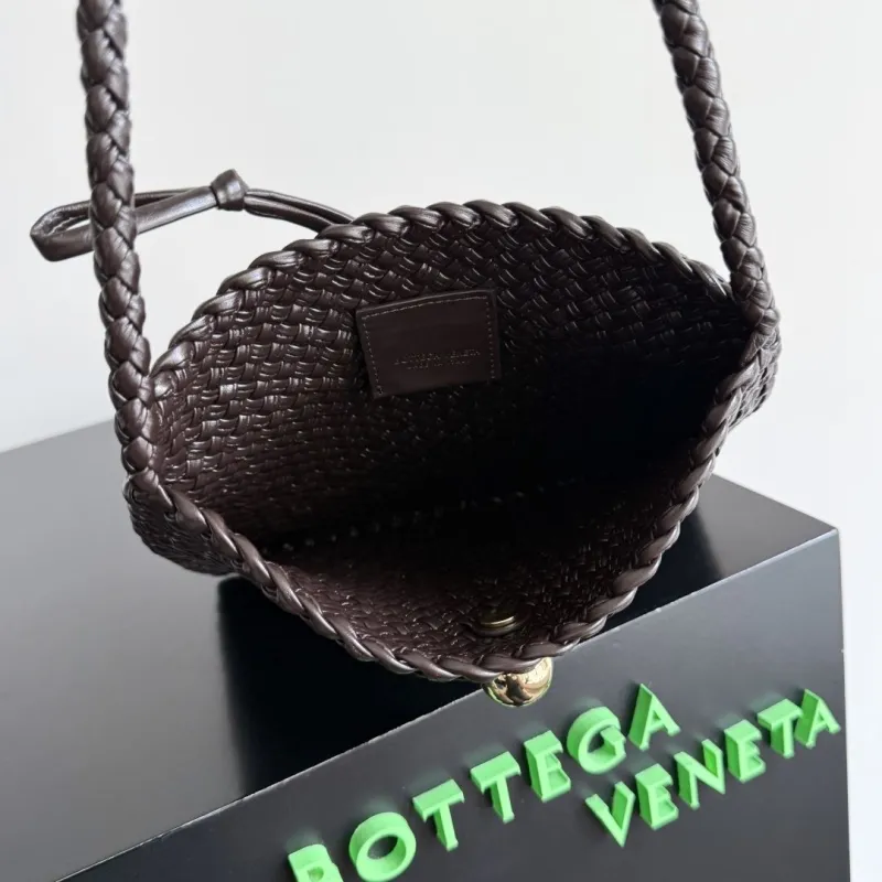 Bottega Veneta Dark Brown Woven Crossbody Satchel Bag - Image 9