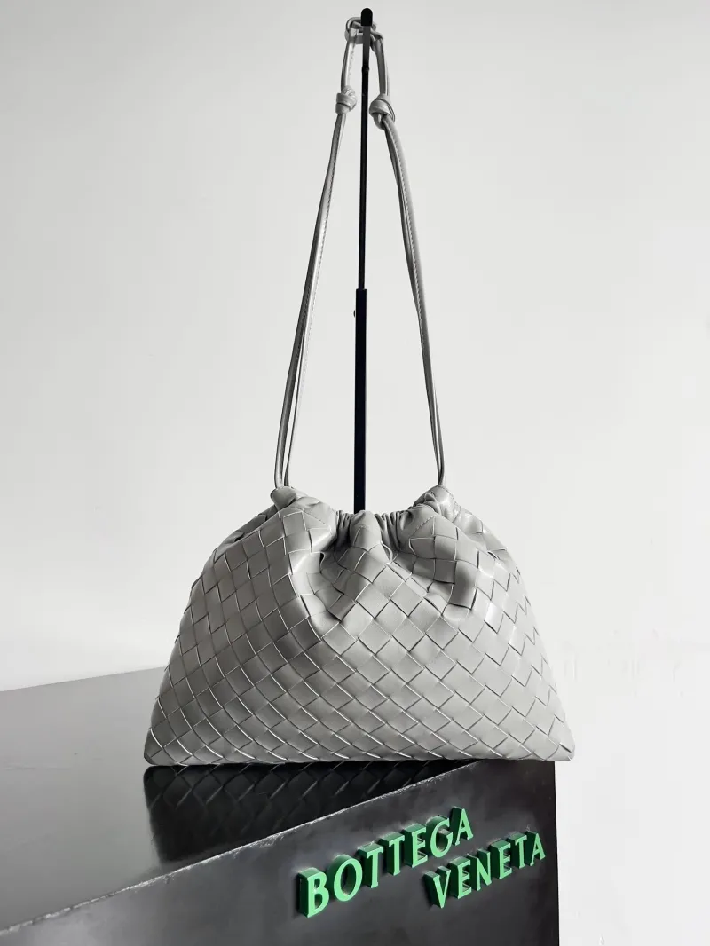 Bottega Veneta Gray Woven Satchel Bag 30