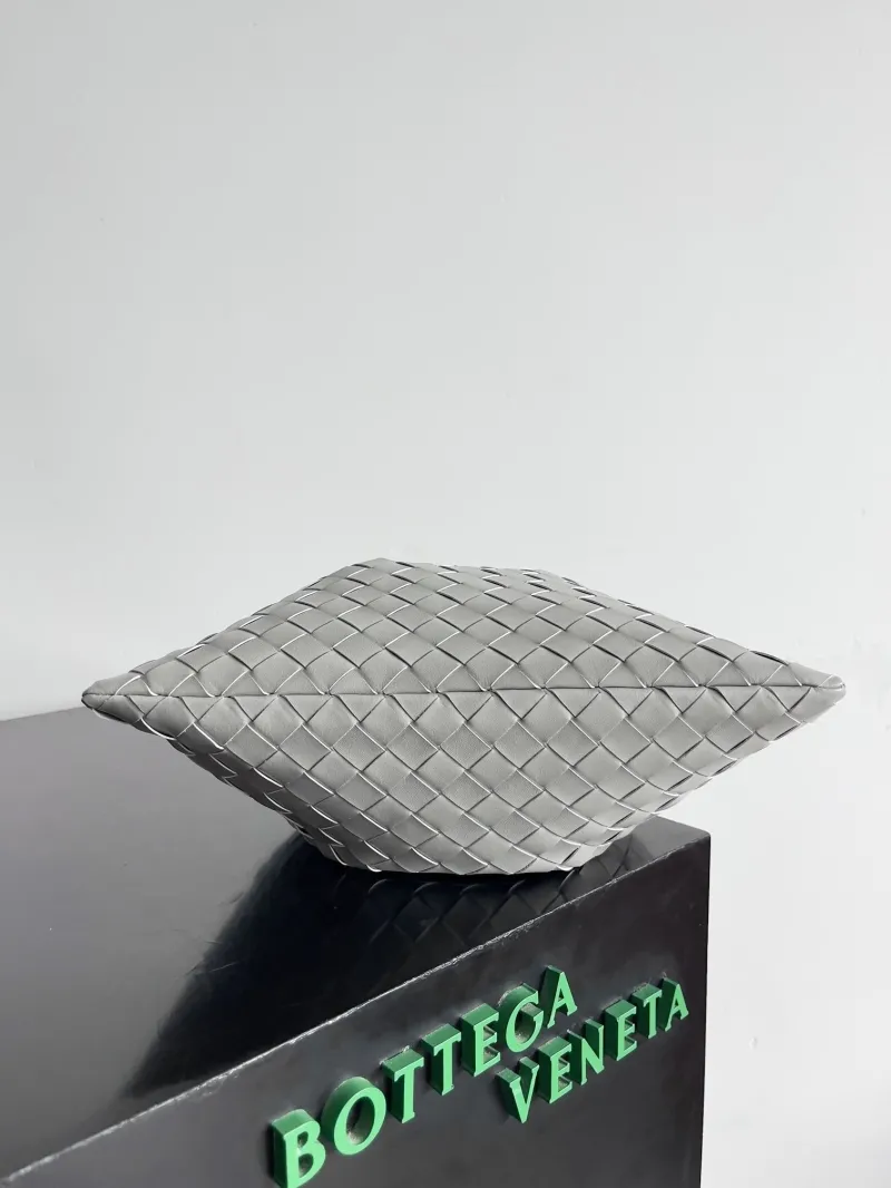 Bottega Veneta Gray Woven Satchel Bag 30 - Image 3