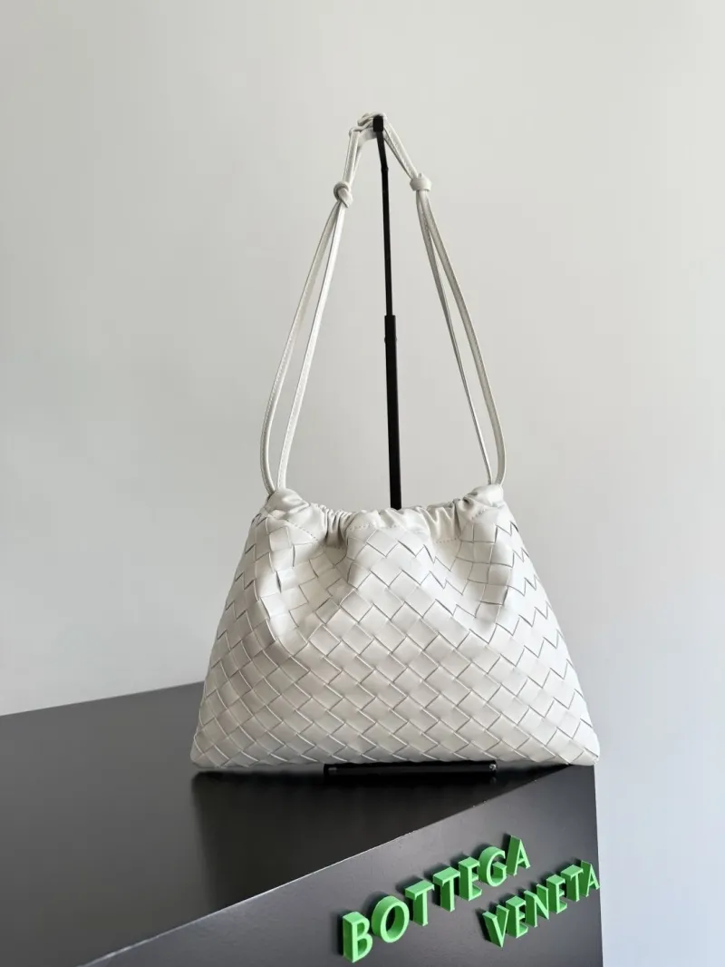 Bottega Veneta White Intrecciato Satchel Bag