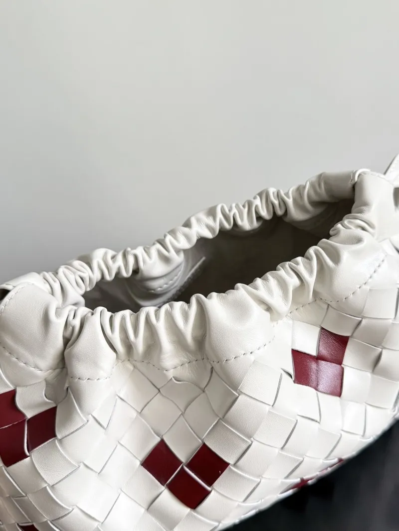 Bottega Veneta White Red Woven Satchel Bag - Image 6
