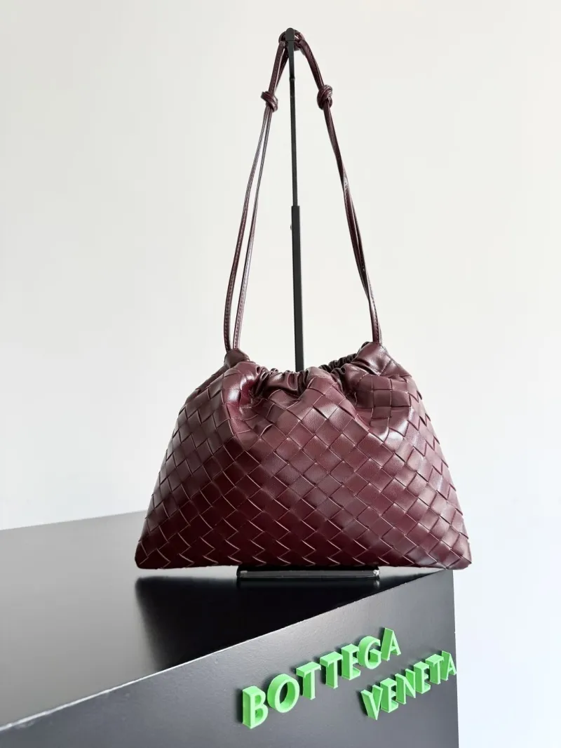 Bottega Veneta Burgundy Woven Satchel Bag