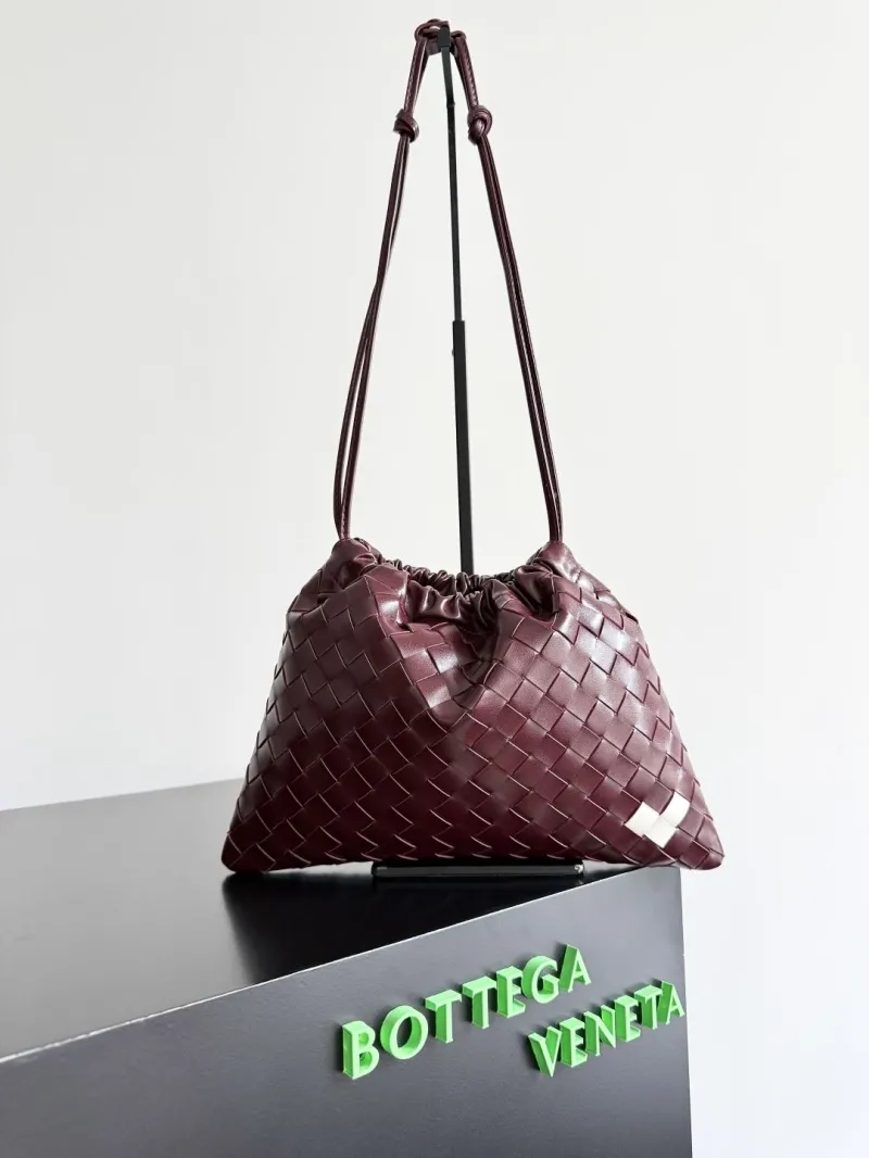 Bottega Veneta Burgundy Woven Leather Satchel Bag
