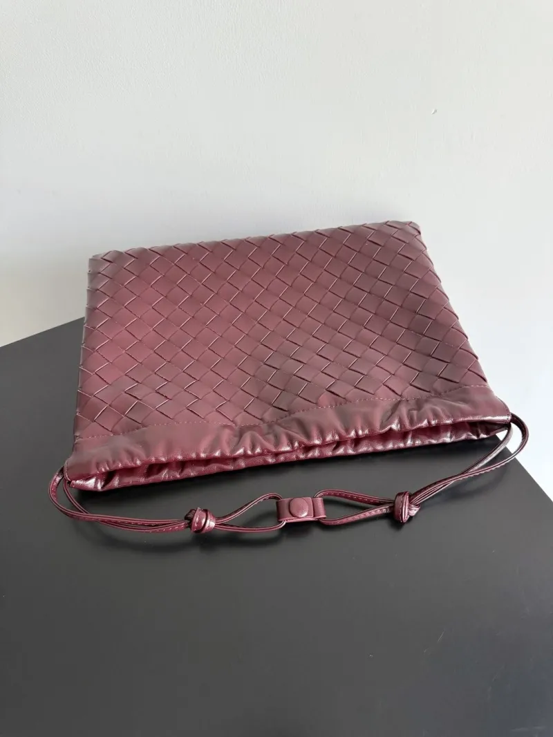 Bottega Veneta Burgundy Woven Leather Satchel Bag - Image 5