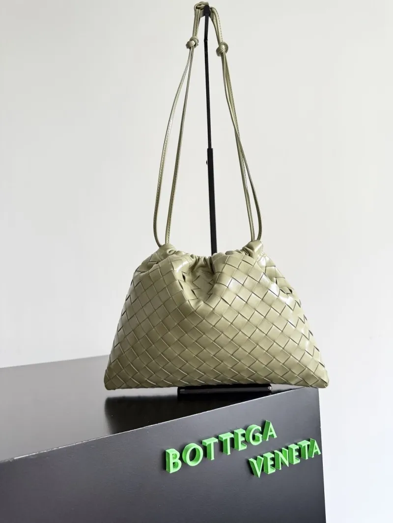 Bottega Veneta Sage Green Intrecciato Satchel Bag