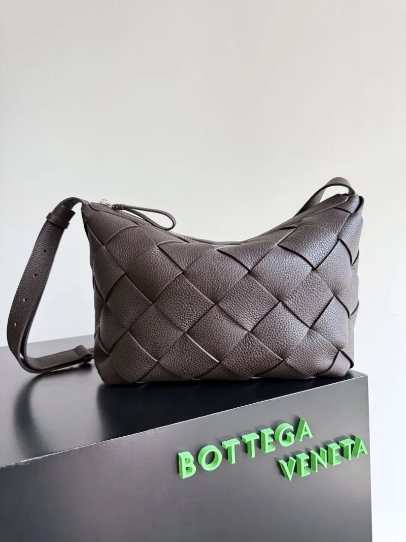 Bottega Veneta Dark Brown Woven Leather Crossbody Satchel Bag 39