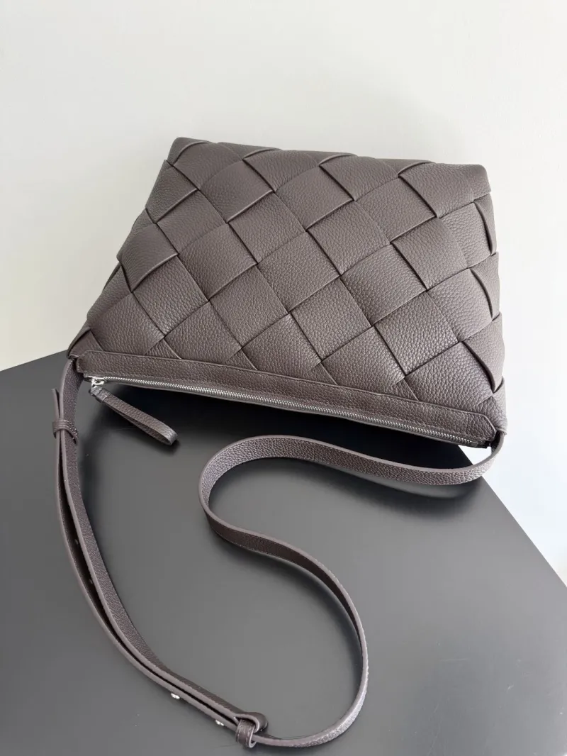Bottega Veneta Dark Brown Woven Leather Crossbody Satchel Bag 39 - Image 3