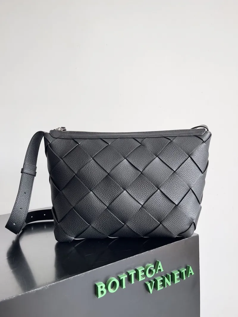 Bottega Veneta Black Woven Leather Satchel Bag