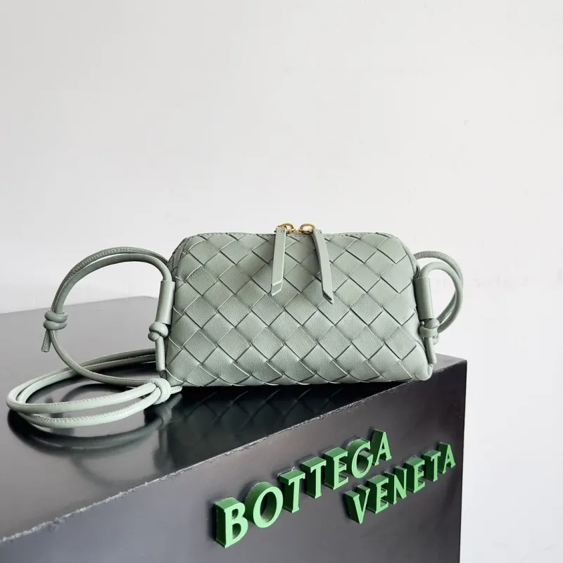 Bottega Veneta Light Green Woven Satchel Crossbody Bag