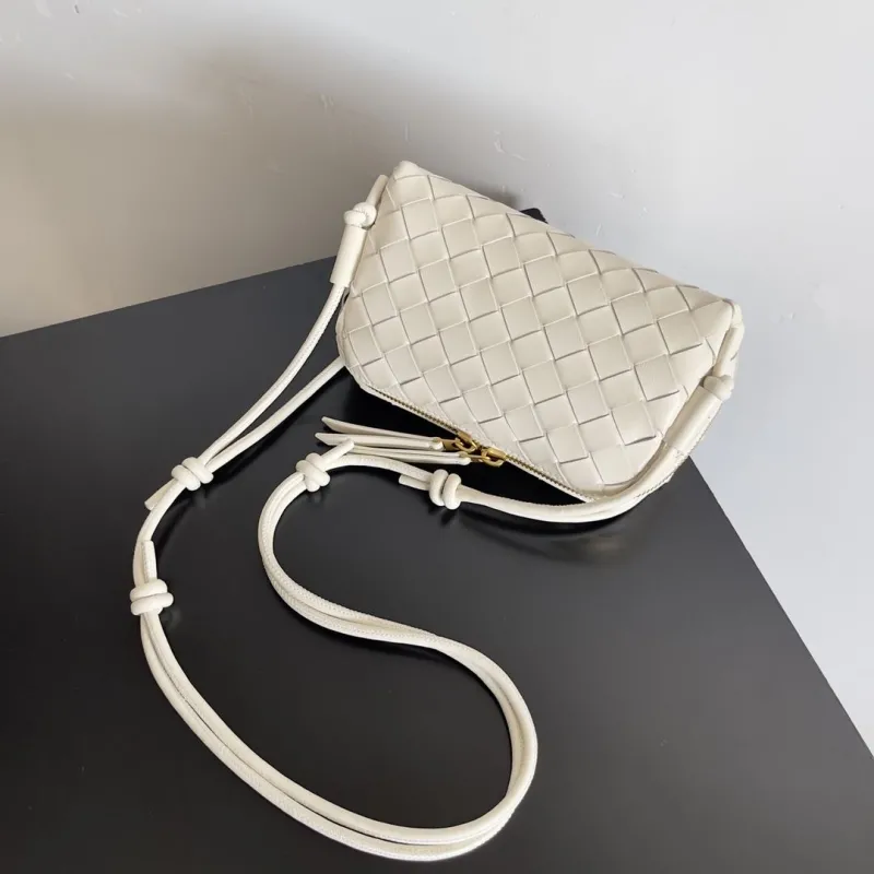 Bottega Veneta Off White Woven Crossbody Satchel Bag - Image 4