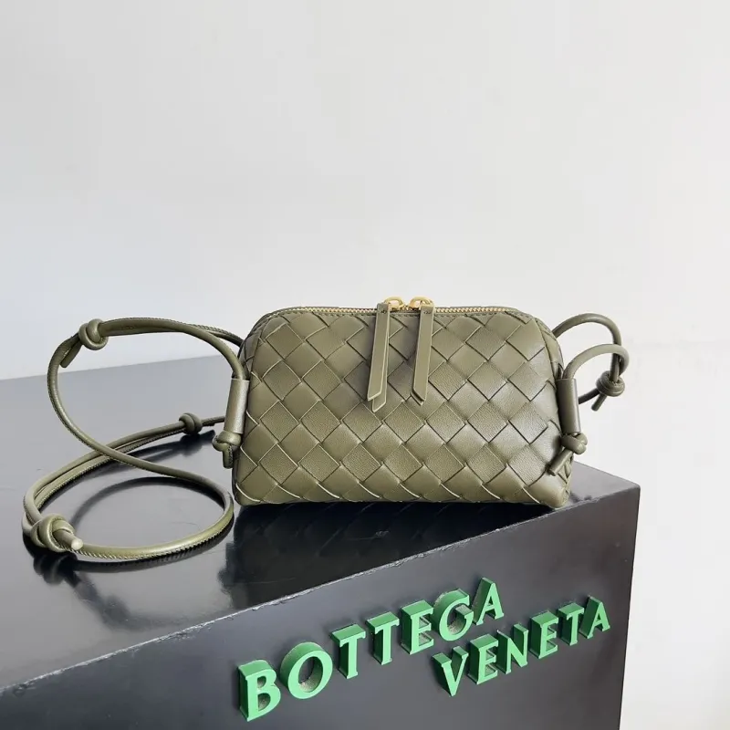 Bottega Veneta Olive Woven Crossbody Bag