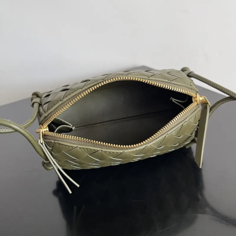 Bottega Veneta Olive Woven Crossbody Bag - Image 9