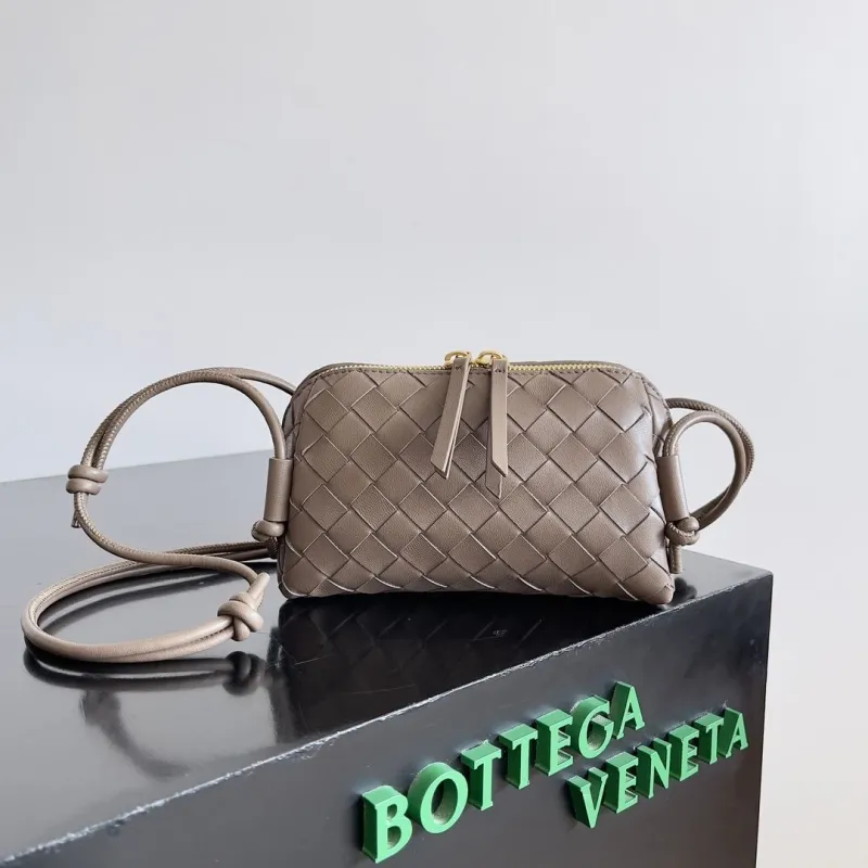 Bottega Veneta Taupe Intrecciato Crossbody Satchel Bag