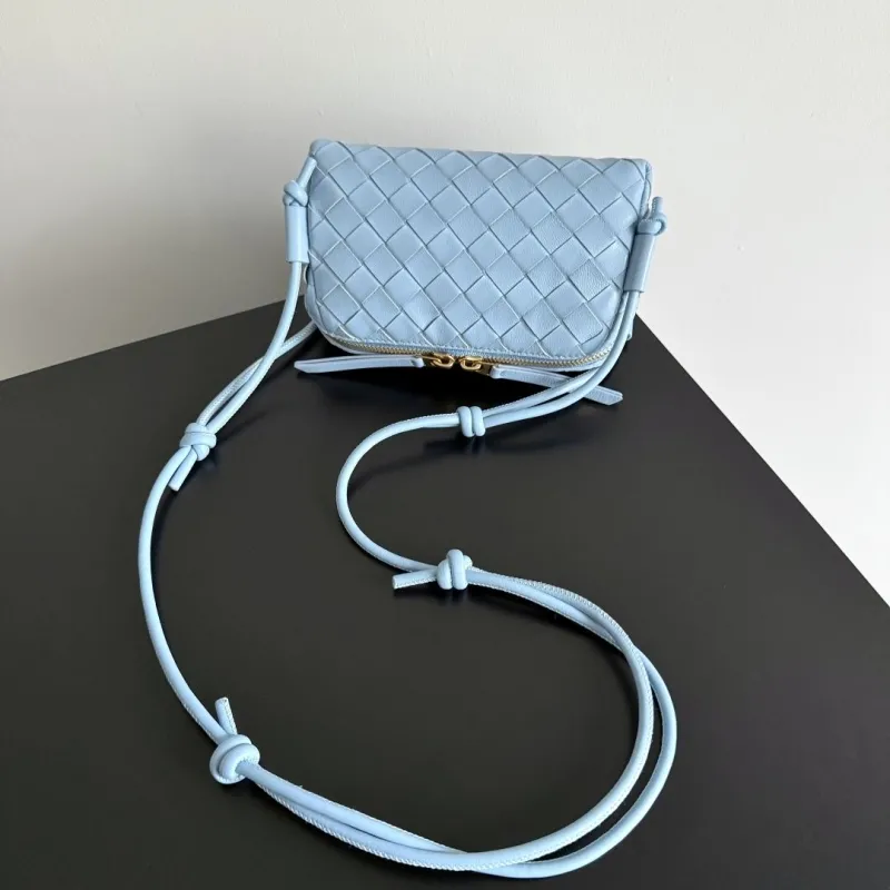 Bottega Veneta Light Blue Woven Crossbody Bag - Image 7