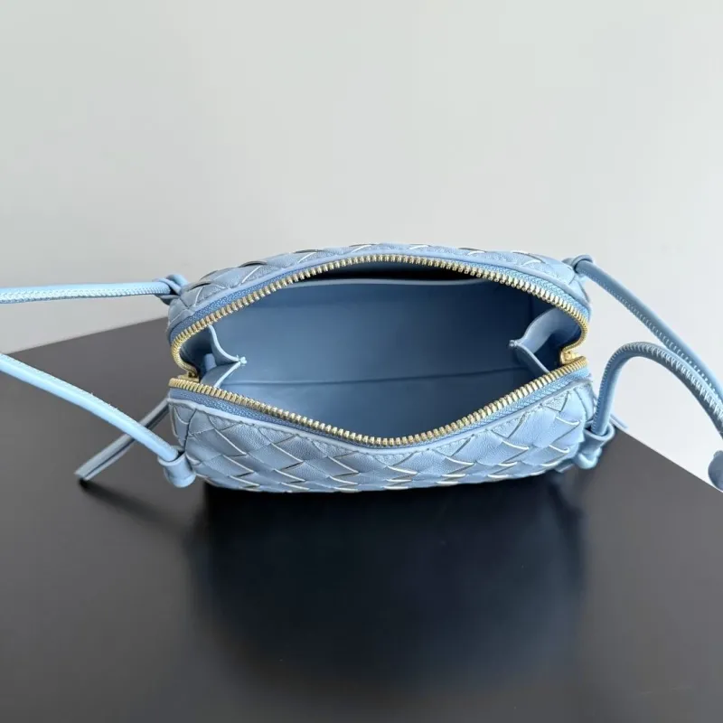 Bottega Veneta Light Blue Woven Crossbody Bag - Image 9