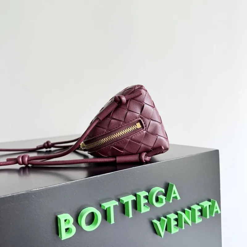 Alternative view of Bottega Veneta Burgundy Woven Crossbody Satchel Bag