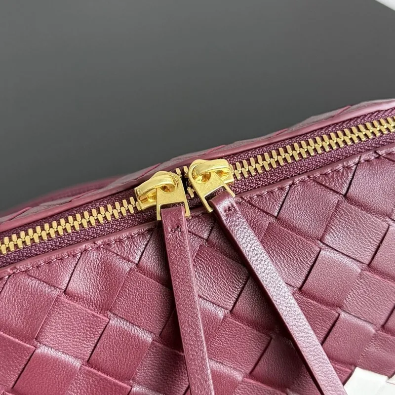 Bottega Veneta Burgundy Woven Crossbody Satchel Bag - Image 4
