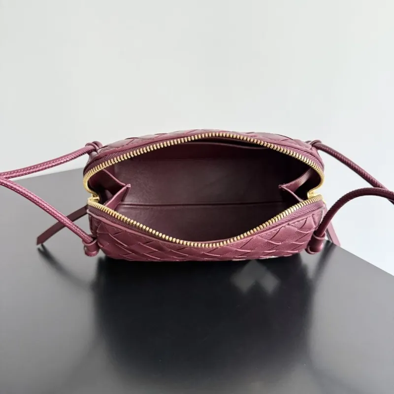 Bottega Veneta Burgundy Woven Crossbody Satchel Bag - Image 9
