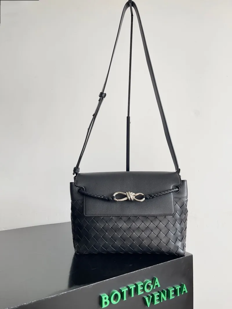 Bottega Veneta Black Woven Satchel Crossbody Bag