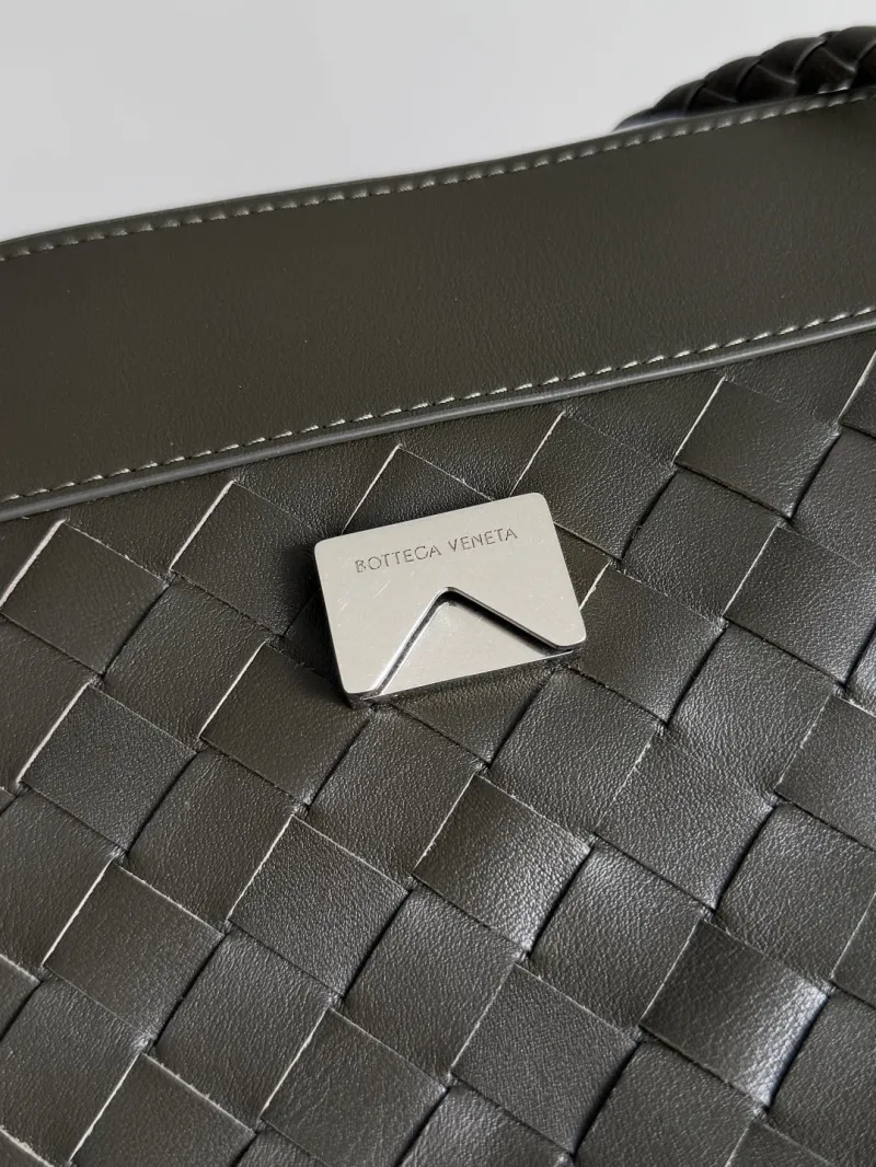 Bottega Veneta Gray Woven Leather Crossbody Satchel Bag - Image 7