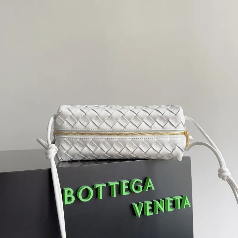 Alternative view of Bottega Veneta White Woven Crossbody Satchel Bag