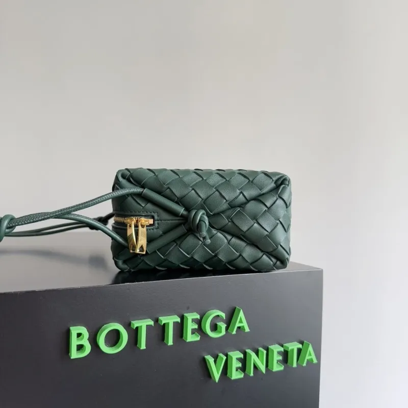 Alternative view of Bottega Veneta Dark Green Woven Crossbody Satchel Bag