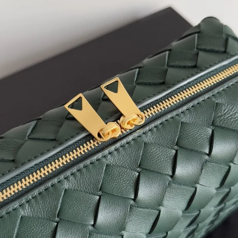 Bottega Veneta Dark Green Woven Crossbody Satchel Bag - Image 6