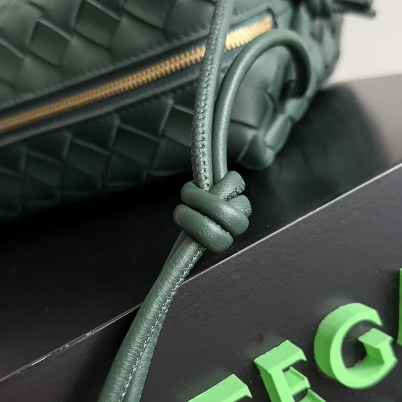 Bottega Veneta Dark Green Woven Crossbody Satchel Bag - Image 7