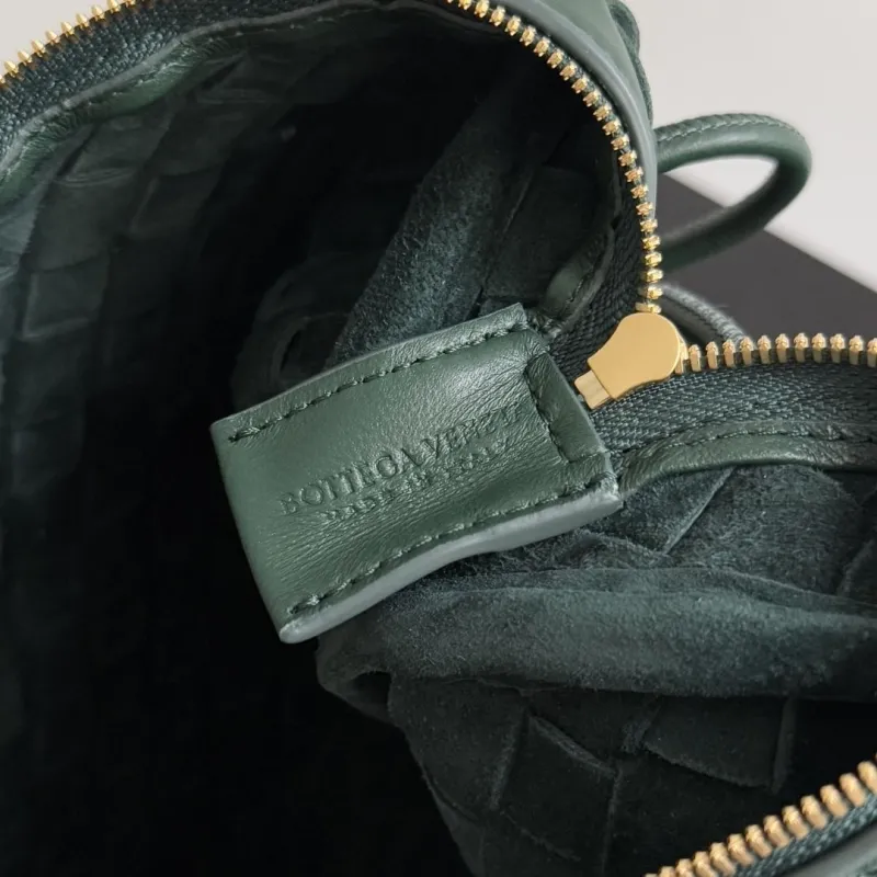 Bottega Veneta Dark Green Woven Crossbody Satchel Bag - Image 8