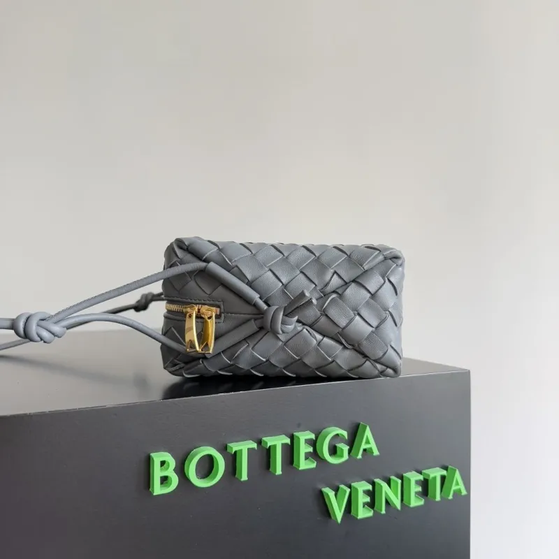 Alternative view of Bottega Veneta Gray Intrecciato Crossbody Satchel Bag
