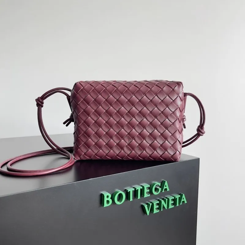 Bottega Veneta Burgundy Woven Crossbody Bag